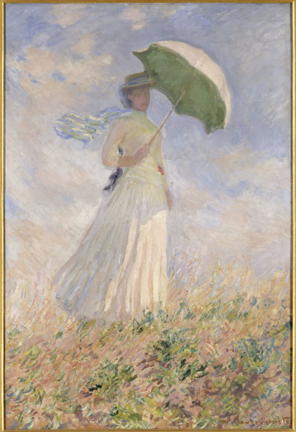 35. MONET Studio di figura en plein air. Donna con parasole girata verso destra (1886)