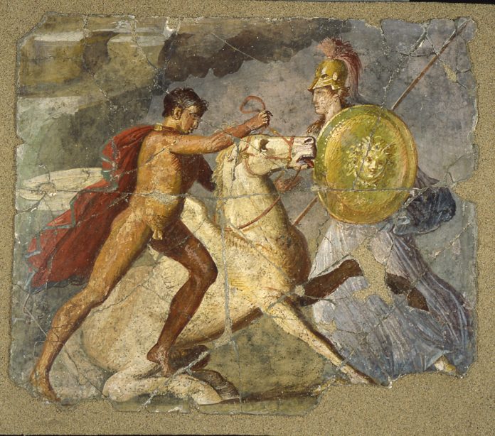 Pegaso e Bellerofonte, I sec. d.C. Affresco Pompei I 8, 8